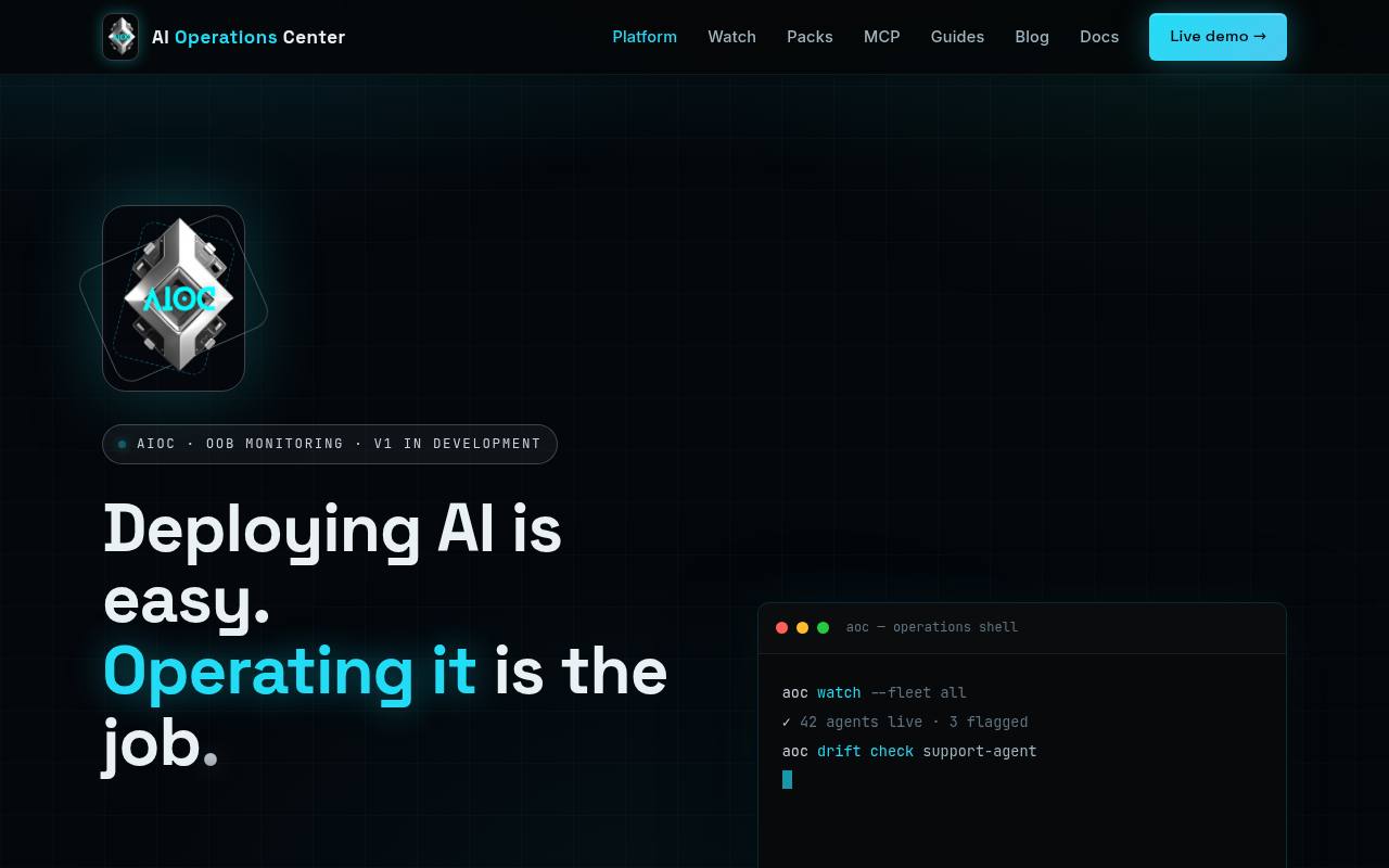AI Operations Center homepage
